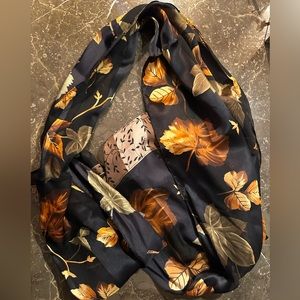 Floral Seide Silk 100% Scarf Wrap Shawl Blue